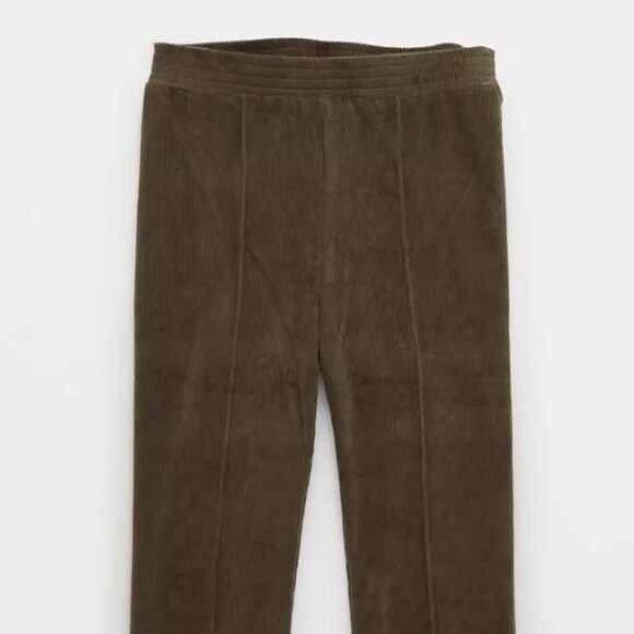 NEW Aerie Women's Groove-On Rib Velour High Waisted Flare Pant Olive - Picture 10 of 12